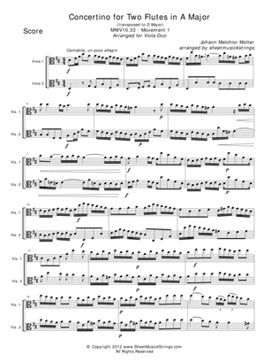 Book cover for Molter, J. - Concertino (Mvt. 1) for Two Violas