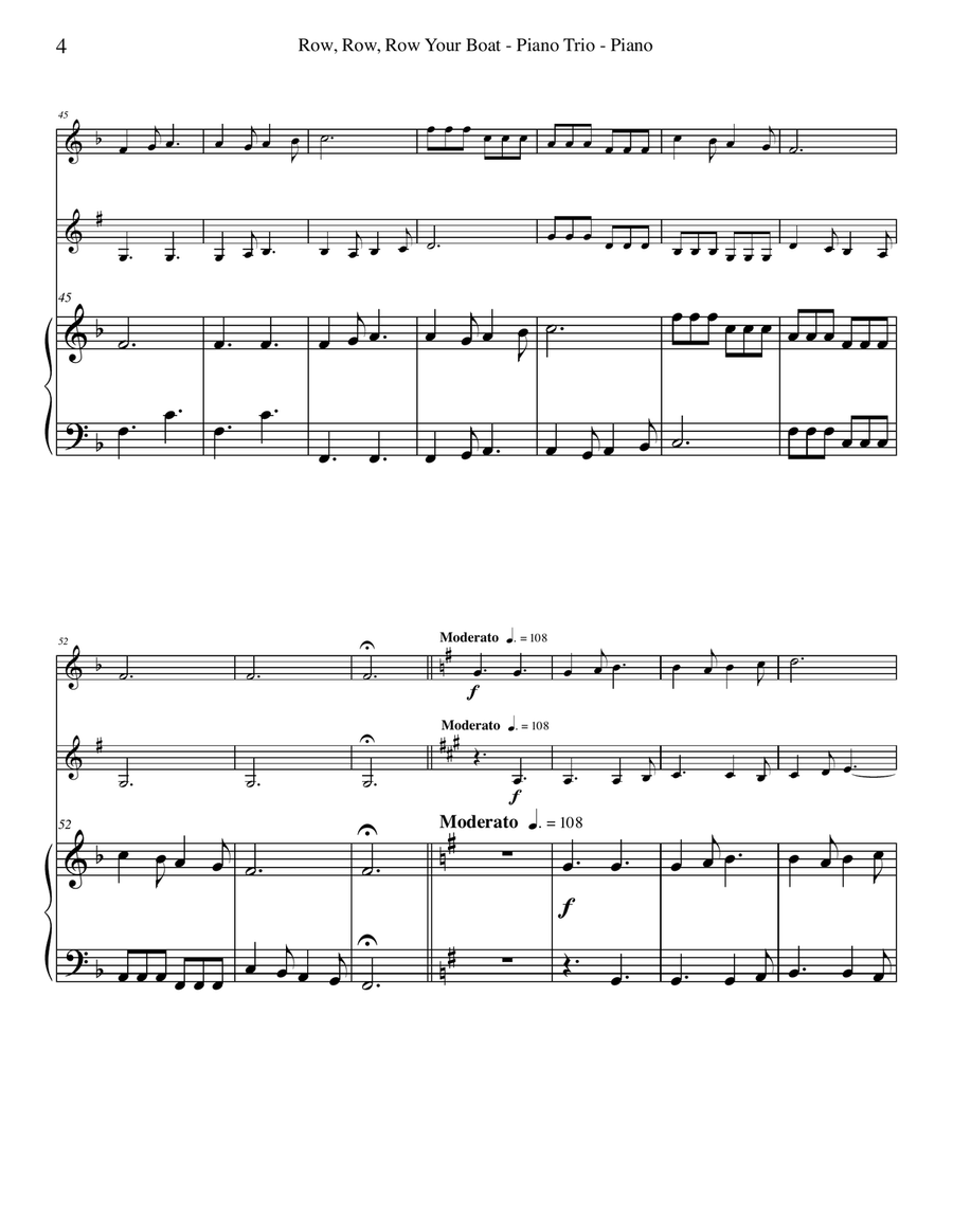 Row, Row, Row Your Boat for Flute, Clarinet & Piano Woodwind Duet scores gallery preview page 4