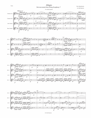 Allegro from String Symphony 7 for clarinet quartet