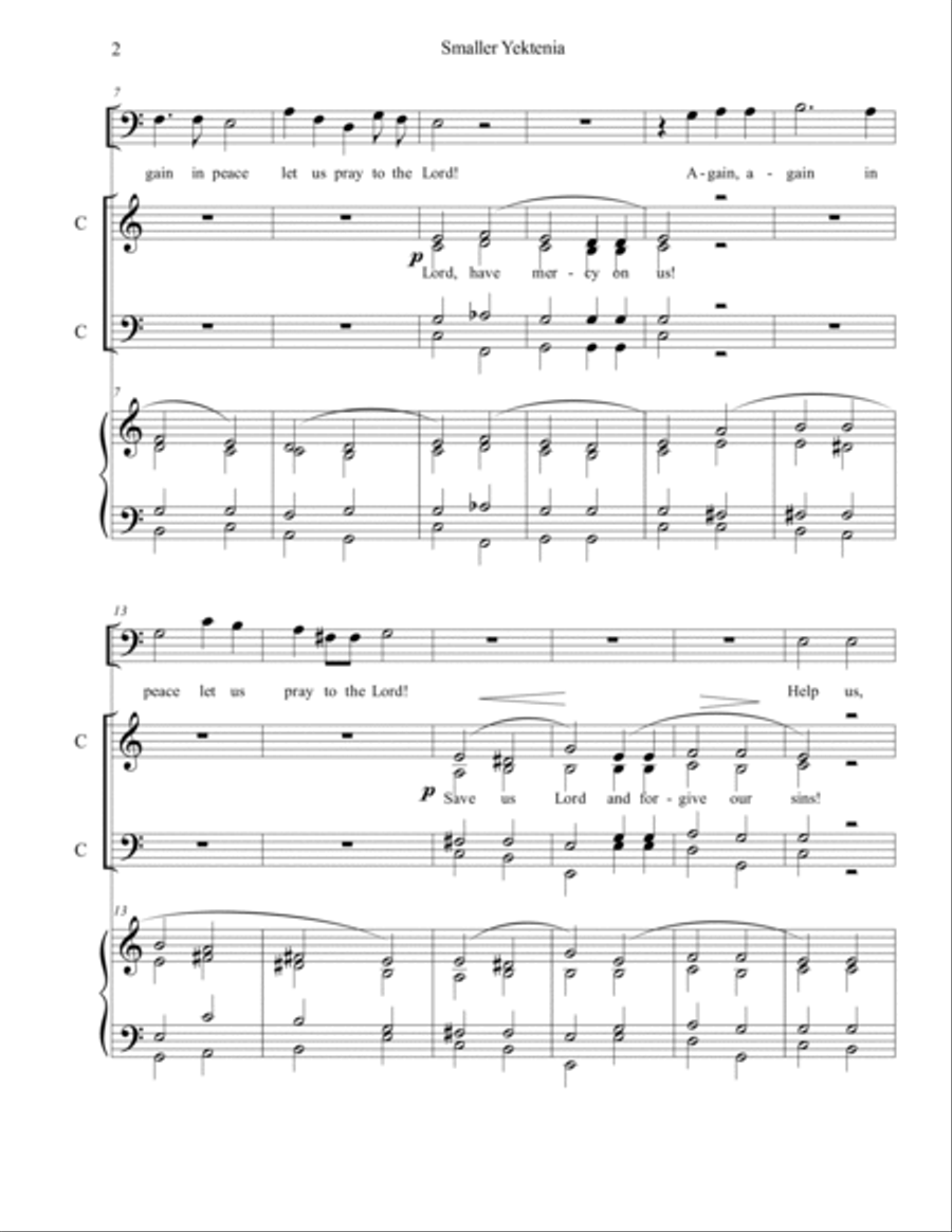 Yekteniya Malaya (People's Prayer) 4-Part scores gallery preview page 2