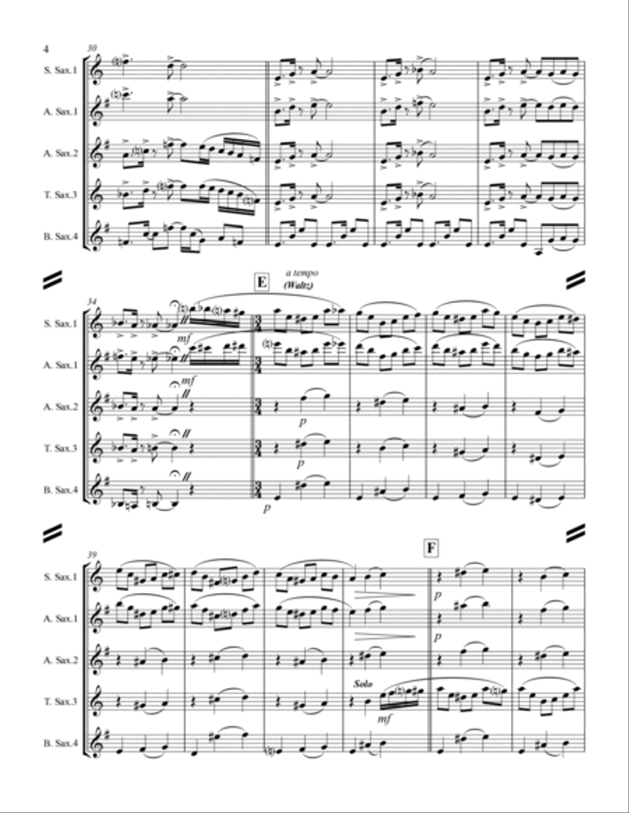 Smoke On The Water Woodwind Quartet scores gallery preview page 5