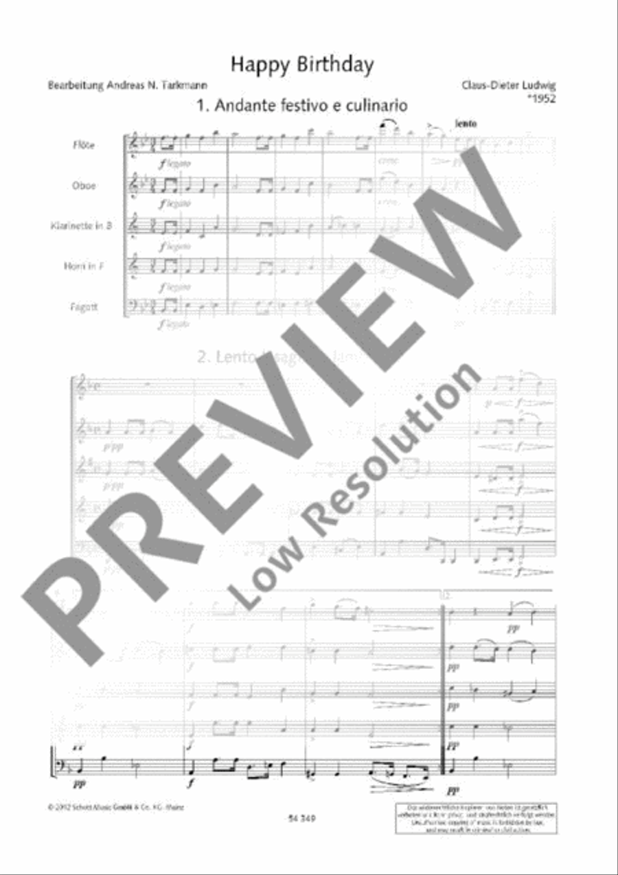 Happy Birthday Woodwind Quintet scores gallery preview page 2