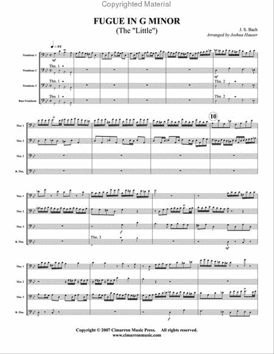 Fugue in G Minor (Little) Trombone Quartet scores gallery preview page 2