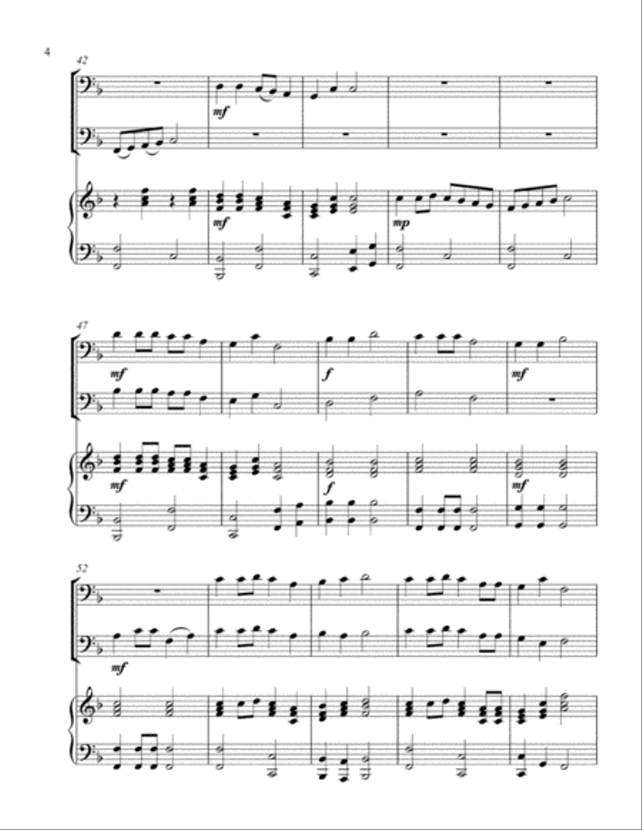 A Fun Christmas Medley (bass C instrument duet) Easy Piano scores gallery preview page 5