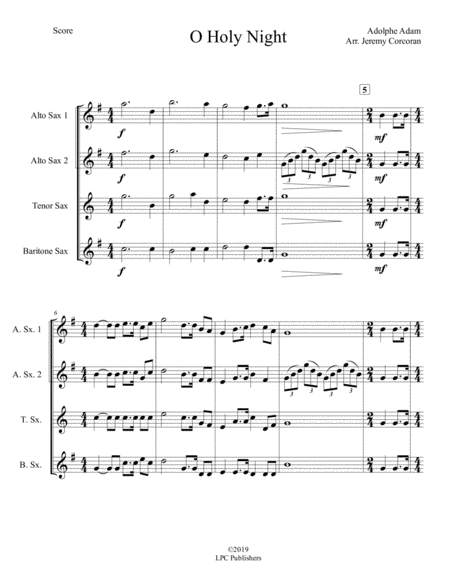 O Holy Night for Saxophone Quartet (SATB or AATB) image number null