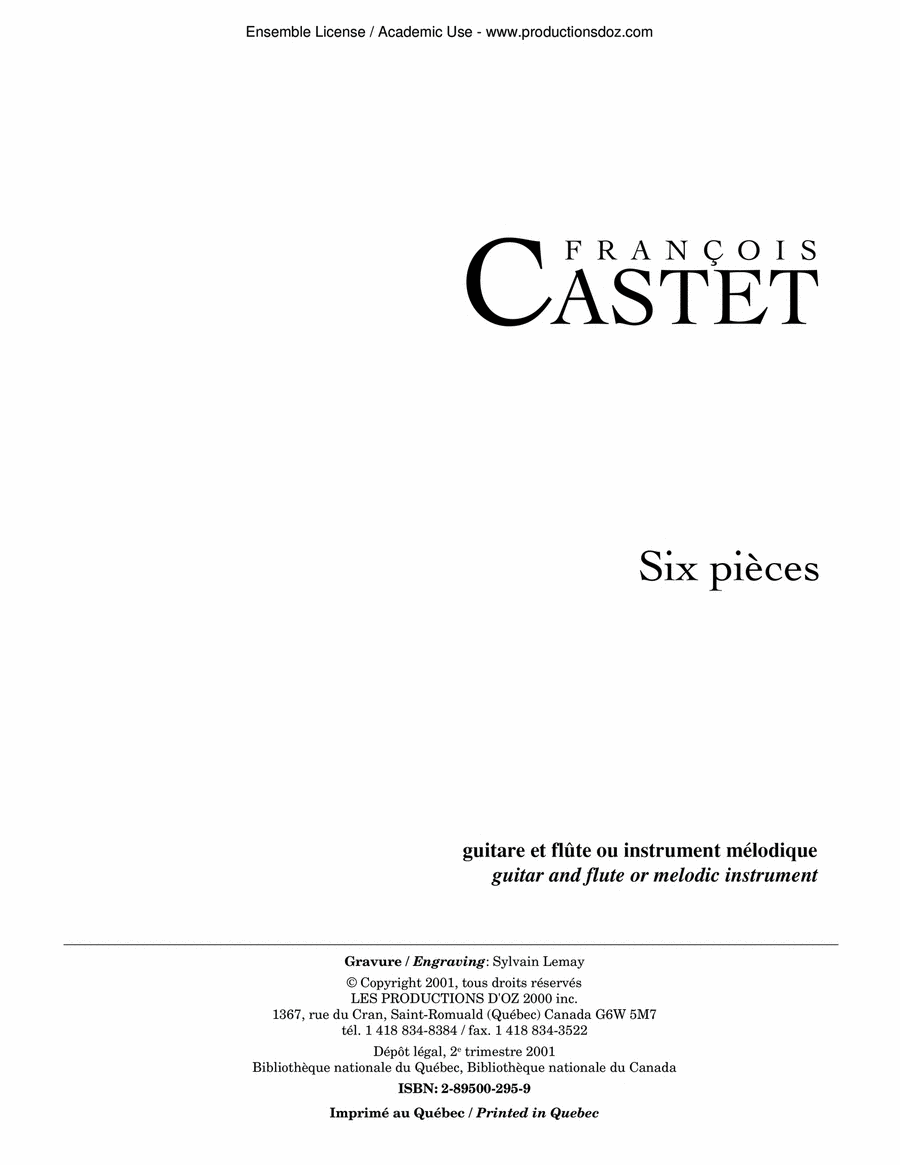 Six pièces Flute scores gallery preview page 1