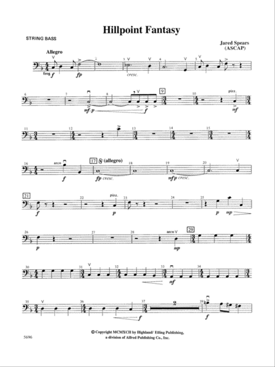 Hill Point Fantasy (Overture for Orchestra): String Bass Full Orchestra scores gallery preview page 1