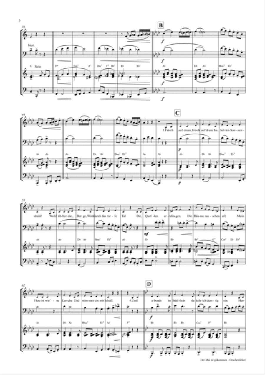Der Mai ist gekommen - Quartet – Bavarian style – bugle, baritone horn, tuba, accordion Baritone Horn scores gallery preview page 2
