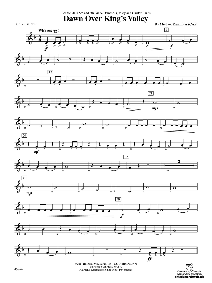 Dawn Over King's Valley: 1st B-flat Trumpet