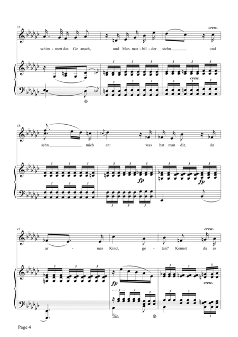 Schumann-Mignon(Kennst du das Land),Op.98a No.1 in e♭ minor Voice scores gallery preview page 5