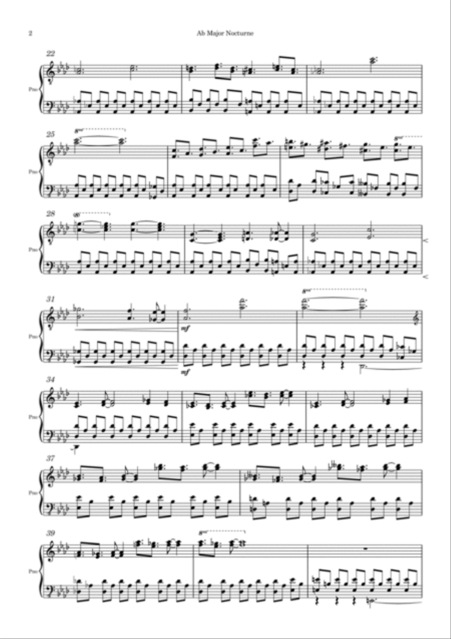 Ab-Major Nocturne Ab-Major Nocturne Piano Solo scores gallery preview page 2