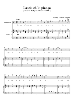 Lascia ch'io pianga (for Violoncello and Piano) Original Key F major