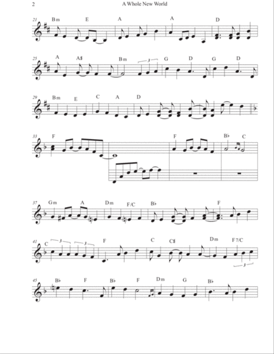 A Whole New World (aladdin's Theme) Piano Solo scores gallery preview page 2