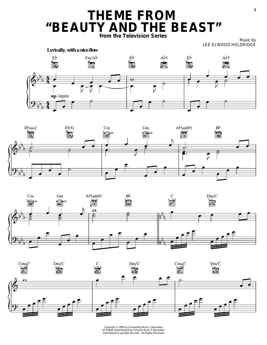 Theme from Beauty And The Beast Guitar scores gallery preview page 1