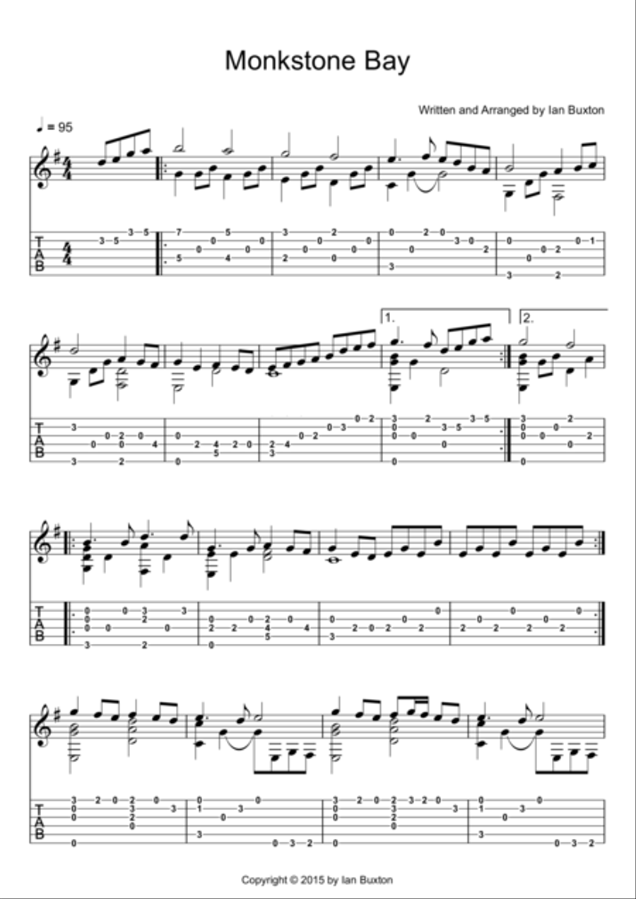Monkstone Bay by Ian Buxton Guitar Tablature scores gallery preview page 1