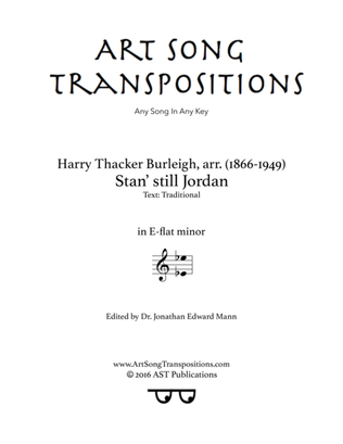 Book cover for BURLEIGH: Stan' still Jordan (transposed to E-flat minor)