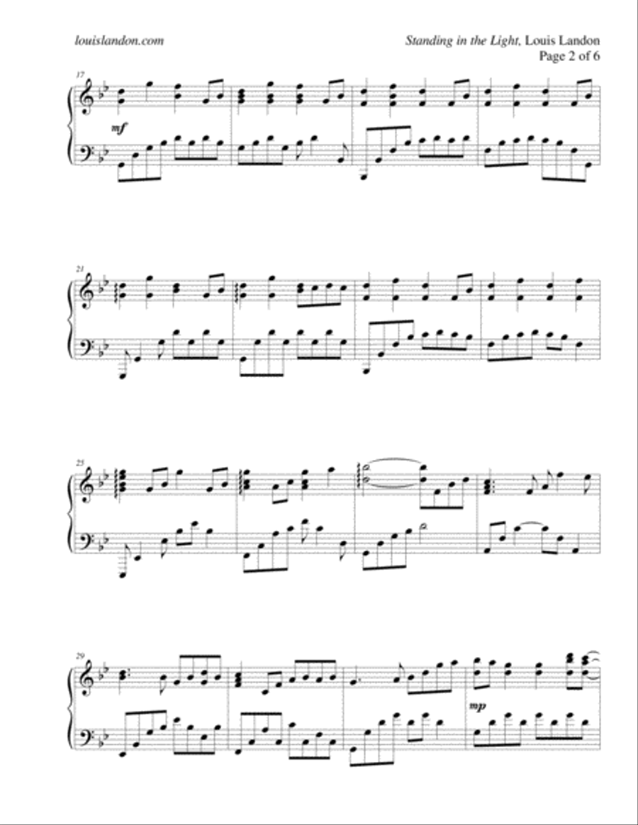 Standing in the Light Piano Solo scores gallery preview page 2