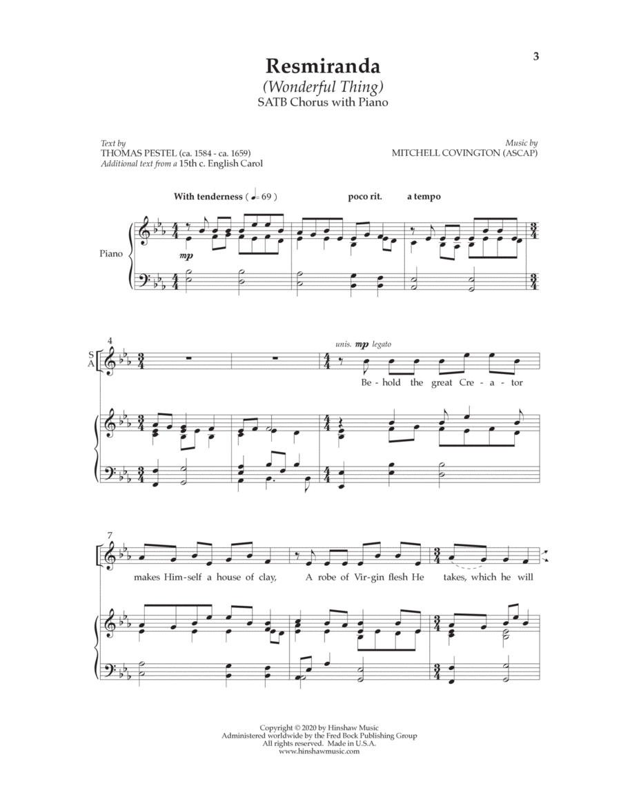 Res Miranda (Wonderful Thing) 4-Part scores gallery preview page 1