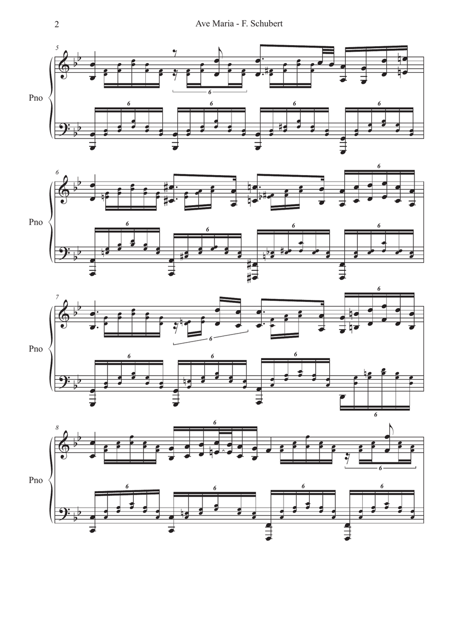 Ave Maria by Franz Schubert - Advanced transcription for Piano Piano Solo scores gallery preview page 2