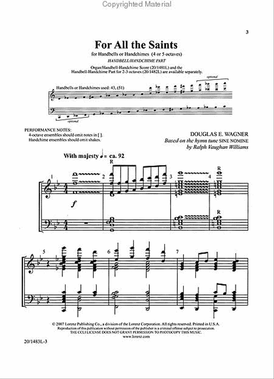 For All the Saints - Handbell/Handchime Part (4-5 octaves) 5-Octaves scores gallery preview page 2