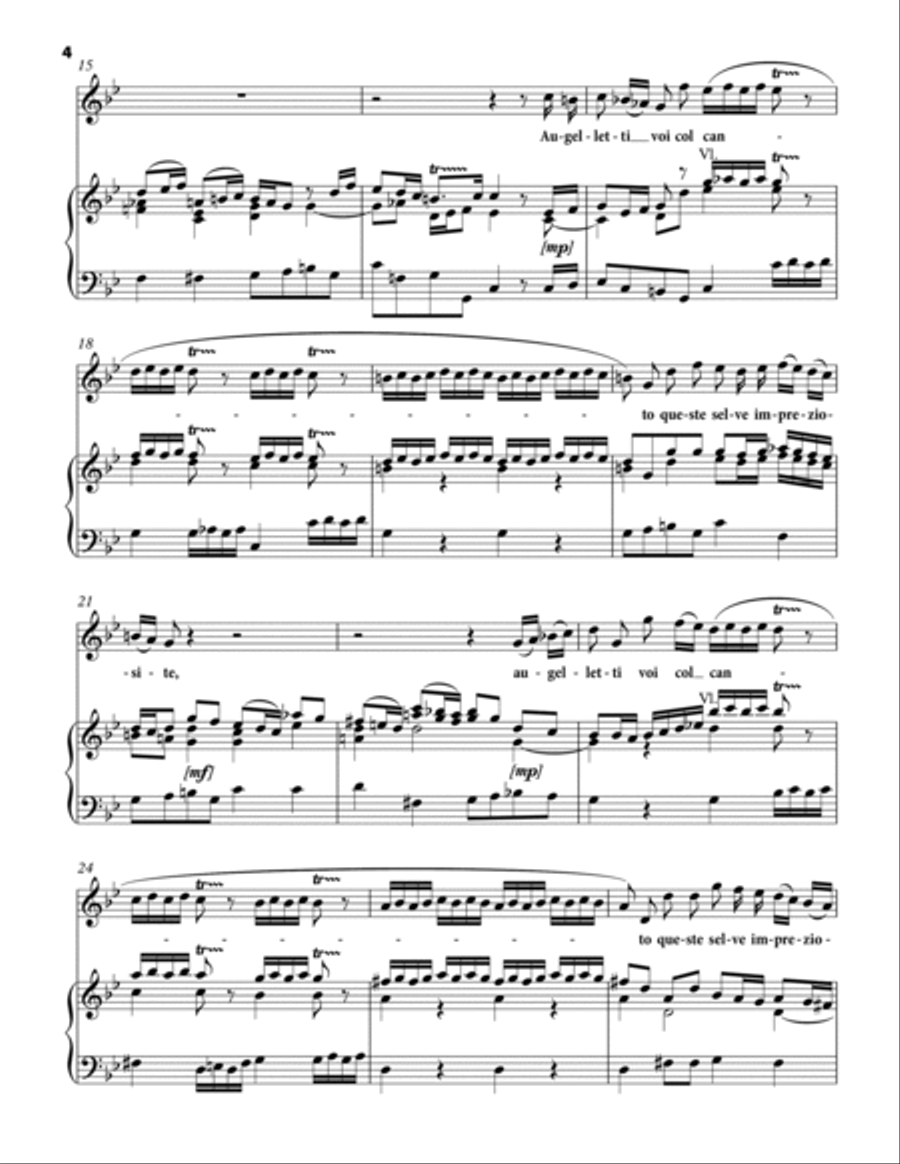 VIVALDI Antonio: Augelletti voi col canto, aria from the cantata, arranged for Voice and Piano (G mi Soprano Voice scores gallery preview page 4
