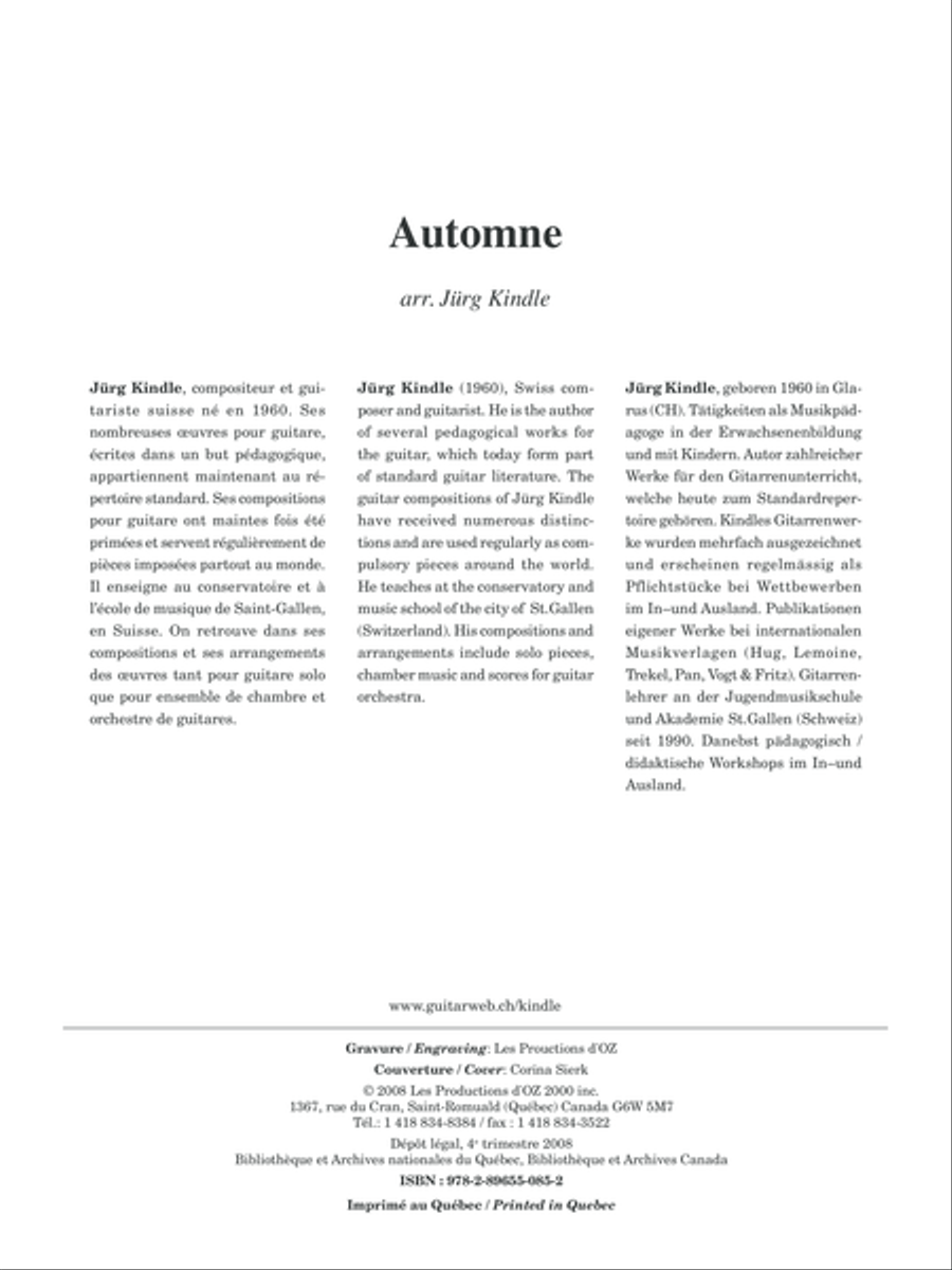Automne Guitar Ensemble scores gallery preview page 1