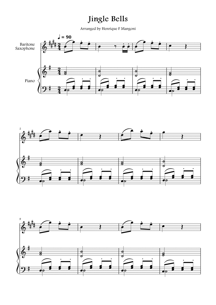 Jingle Bells Baritone Saxophone scores gallery preview page 1