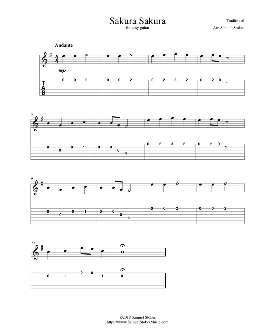 Sakura Sakura - for easy guitar with TAB image number null
