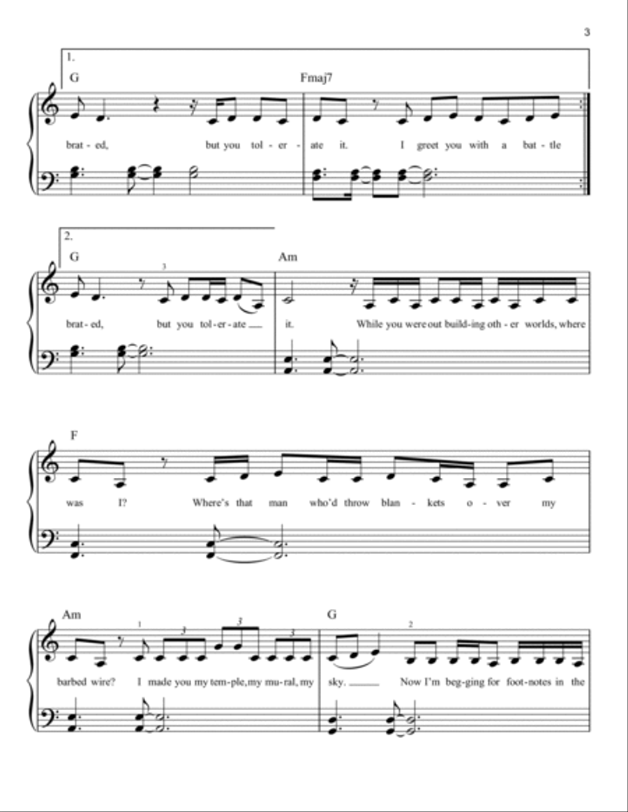 tolerate it Easy Piano scores gallery preview page 3
