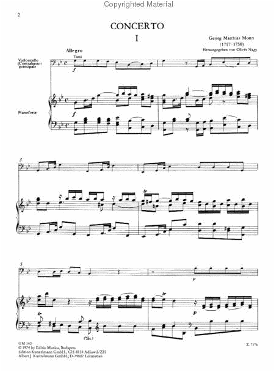 Konzert fur Violoncello oder Kontrabass (Concerto for Cello or Bass) in G Minor Double Bass scores gallery preview page 4