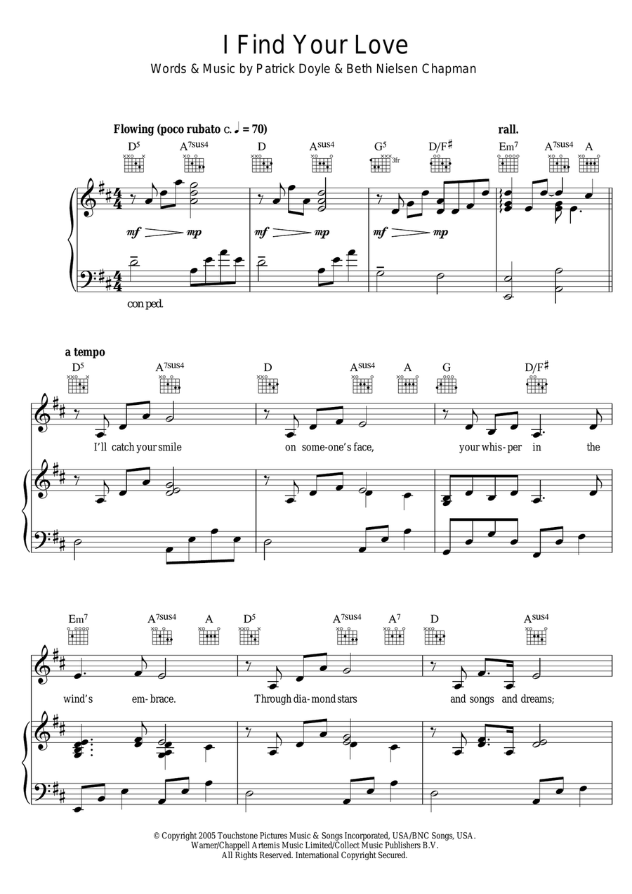 I Find Your Love Piano, Vocal scores gallery preview page 1