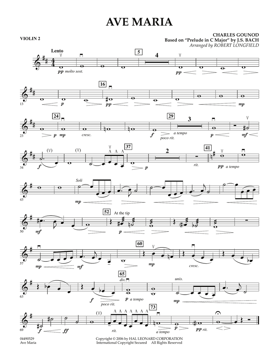 Ave Maria - Violin 2 Ave Maria - Violin 2 Orchestra scores gallery preview page 1