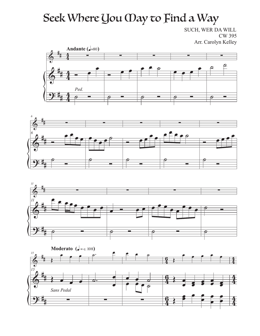 Seek Where You May To Find A Way (Hymn Tune: SUCH, WER DA WILL) Flute Solo scores gallery preview page 1