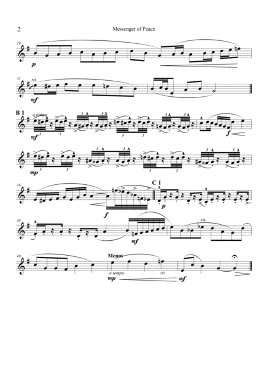 Messenger of Peace (Version Saxophone Quartett) Saxophone Quartet scores gallery preview page 2