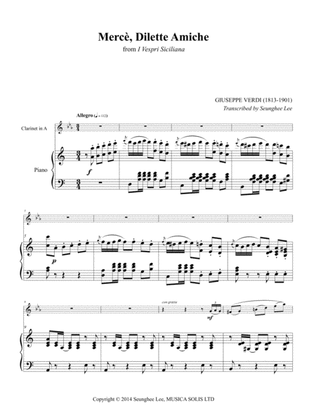 Giuseppe Verdi: Merce, Dilette Amiche for Clarinet in A and Piano