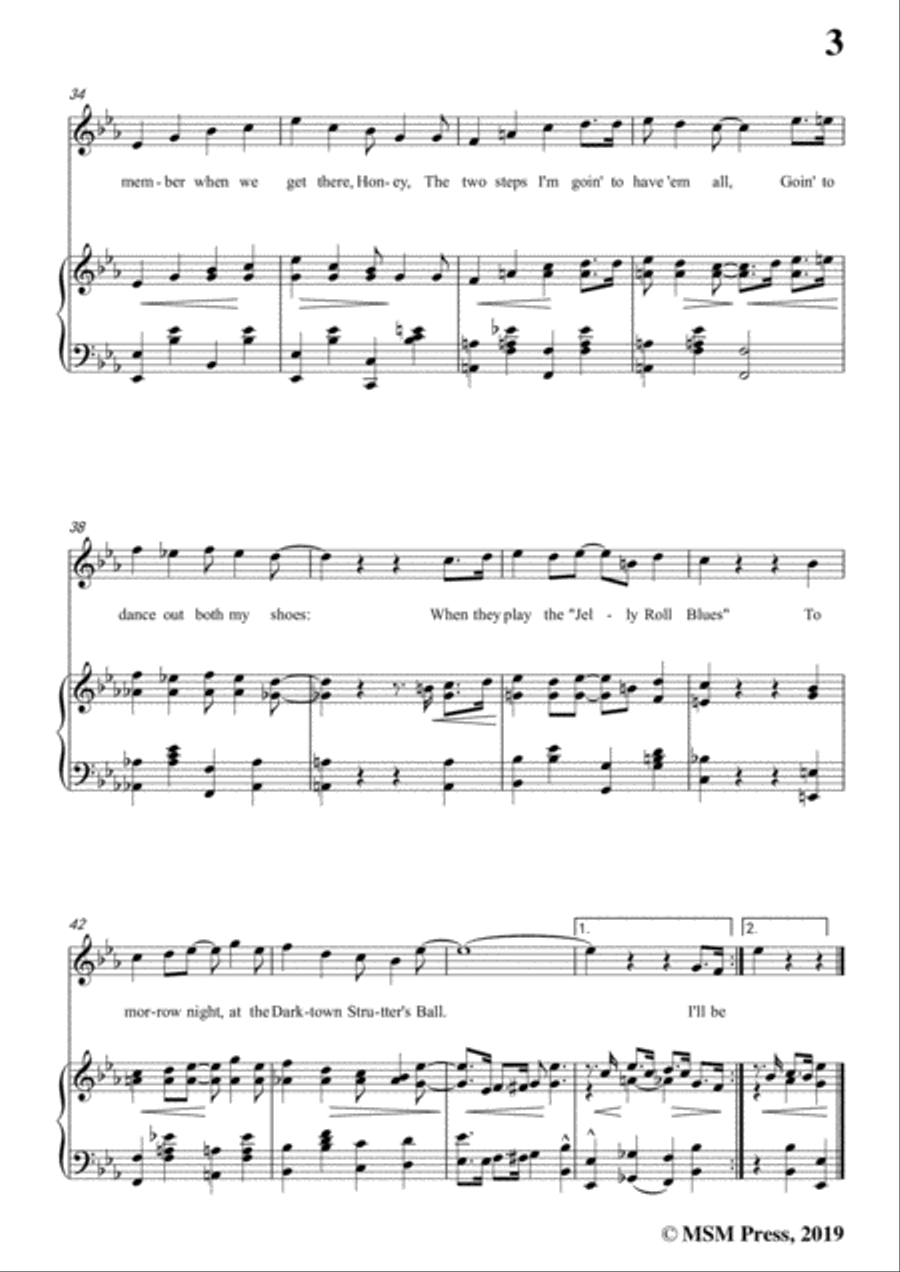 Shelton Brooks-Darktown Strutters'Ball,in E flat Major,for Voice and Piano Voice Solo scores gallery preview page 5