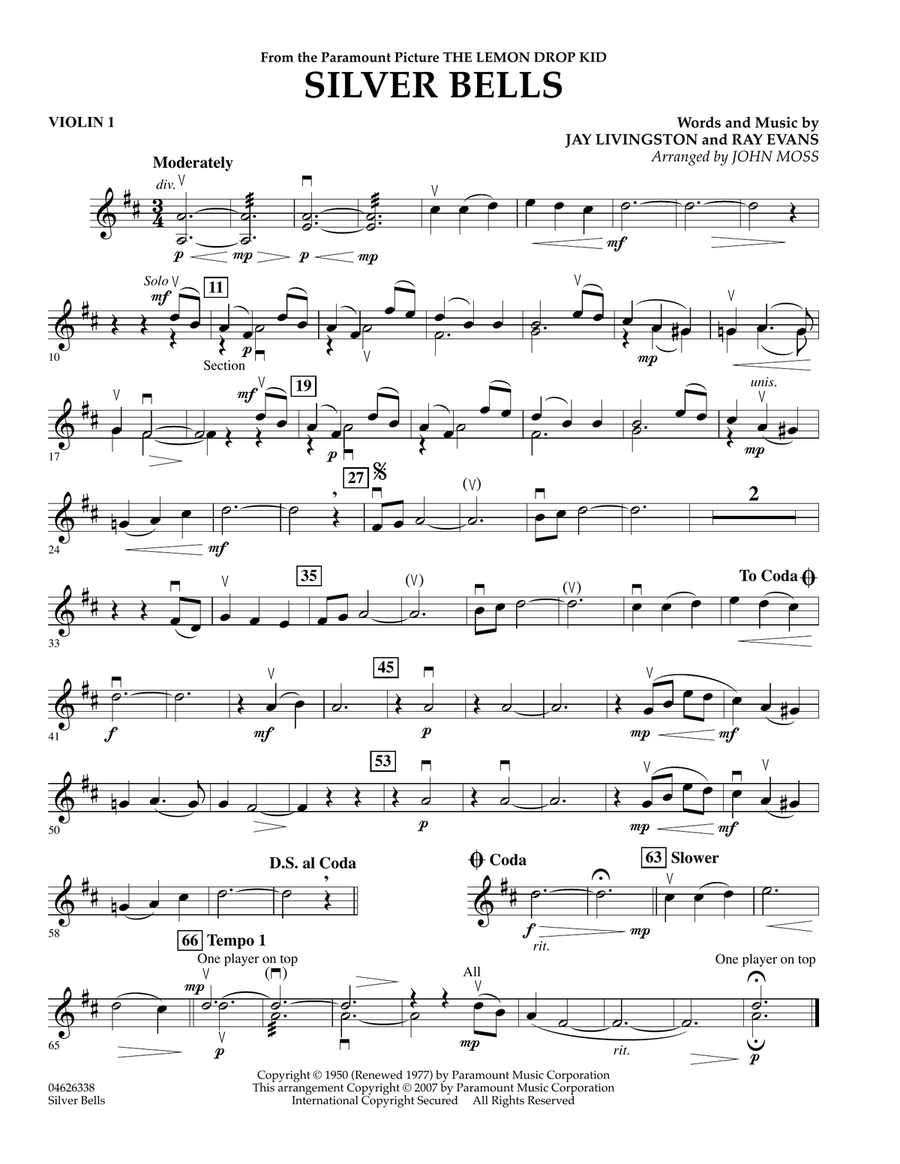 Silver Bells - Violin 1 Silver Bells - Violin 1 Orchestra scores gallery preview page 1