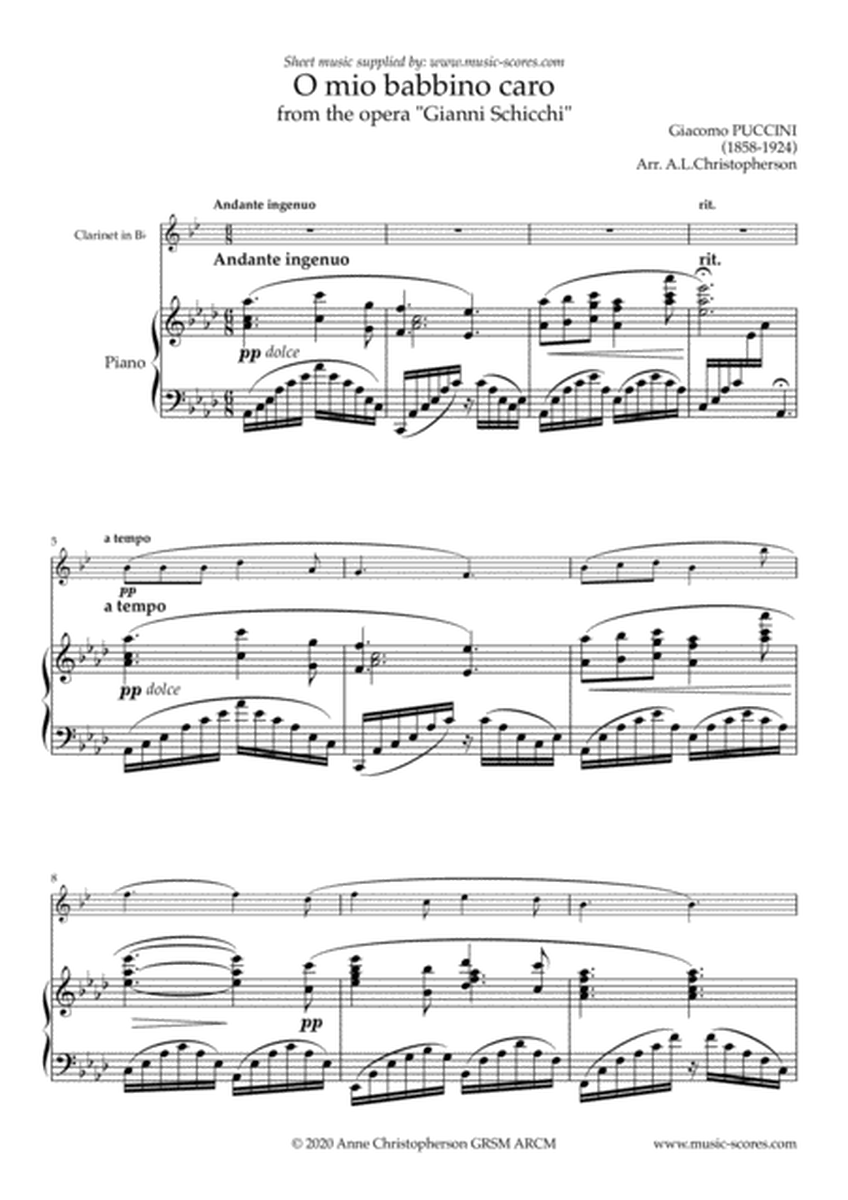 O Mio Babbino Caro - Clarinet & Piano image number null