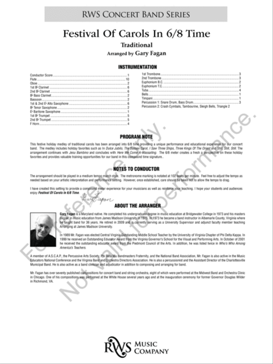 Festival of Carols in 6/8 Time Concert Band scores gallery preview page 3