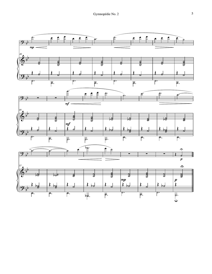 Trois Gymnopédies for Euphonium & Piano Euphonium scores gallery preview page 5