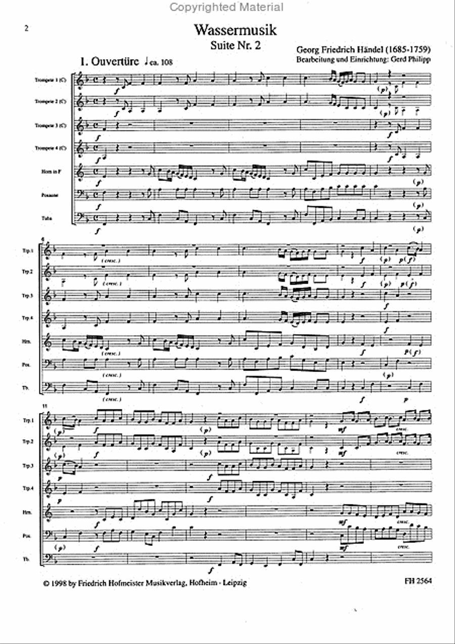 Wassermusik, Suite II (HWV 349) Baritone Horn scores gallery preview page 2