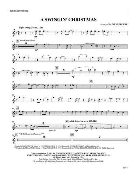 A Swingin' Christmas: B-flat Tenor Saxophone