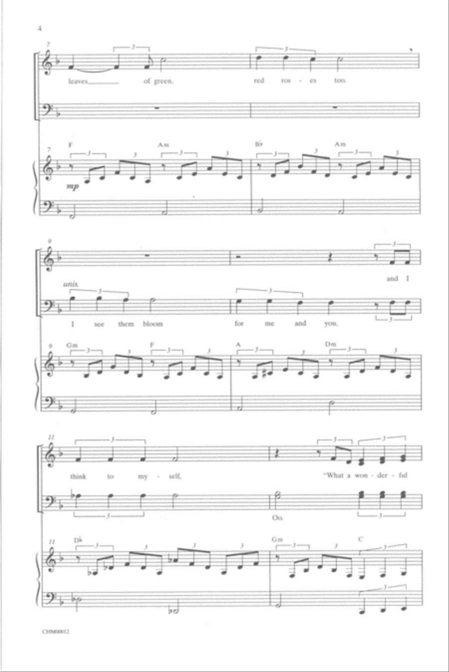 What a Wonderful World 4-Part scores gallery preview page 3