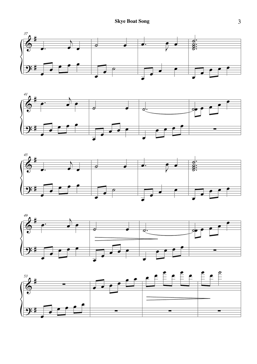 Skye Boat Song - folk harp solo Celtic Harp scores gallery preview page 3