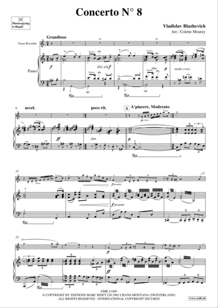 Concerto No. 8 Tenor Recorder scores gallery preview page 3