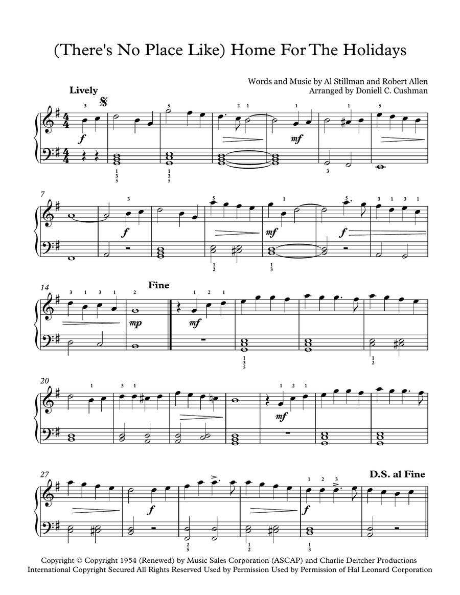 (There's No Place Like) Home For The Holidays Easy Piano scores gallery preview page 1