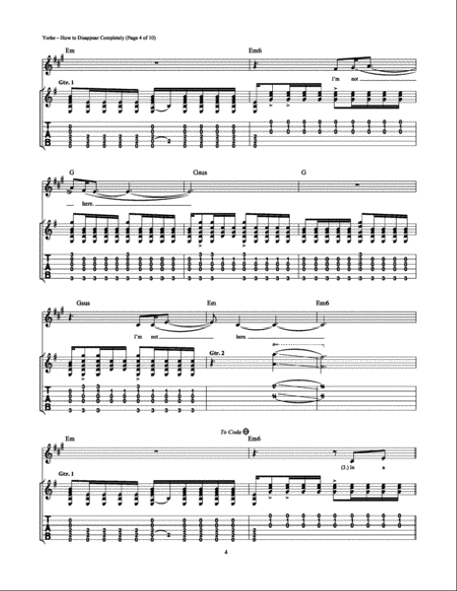 How to Disappear Completely Electric Guitar scores gallery preview page 4