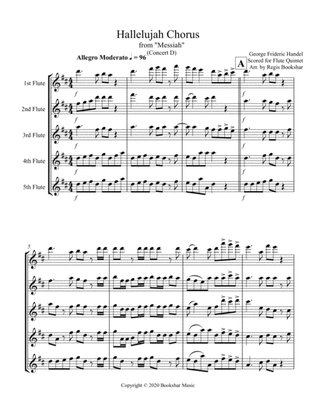 Hallelujah (from "Messiah") (D) (Flute Quintet)