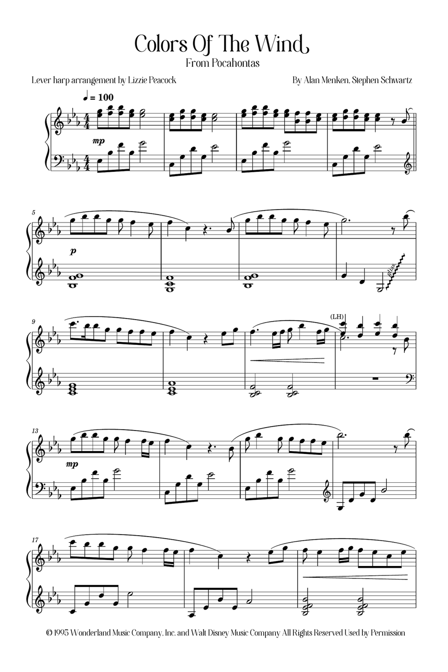 Colors Of The Wind Celtic Harp scores gallery preview page 1