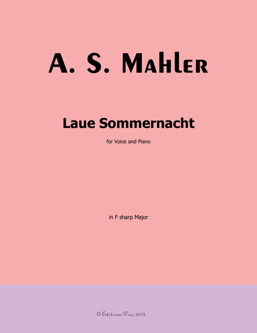 Laue Sommernacht, by Alma Mahler, in F sharp Major Voice scores gallery preview page 1